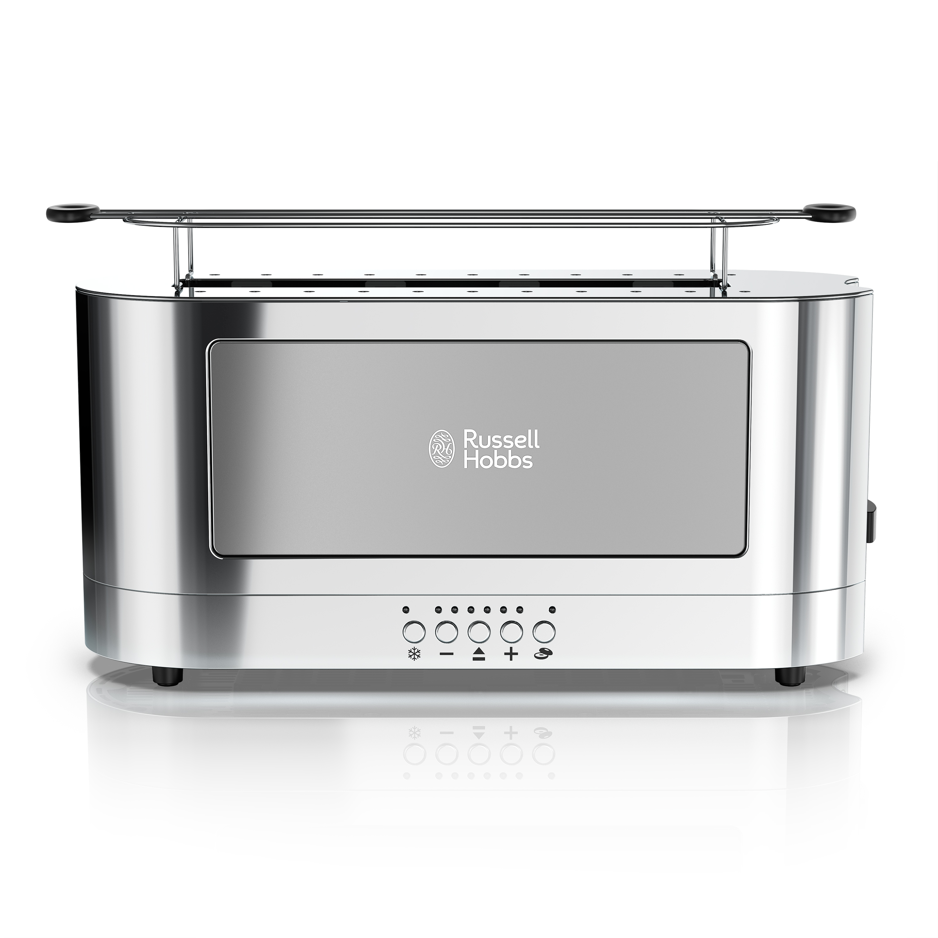 2-Slice Stainless Steel Long Toaster | Silver Glass Accent